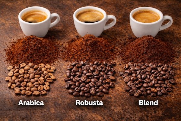 دو نوع قهوه عربیکا و روبوستا وجود دارد که بهترین انتخاب برای هرکس معمولا ترکیبی از هردوی آن‌هاست