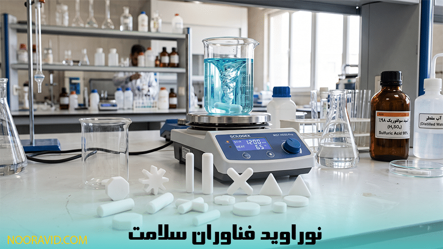 مگنت‌های همزن با روکش PTFE مقاومت بالایی در برابر مواد شیمیایی دارند